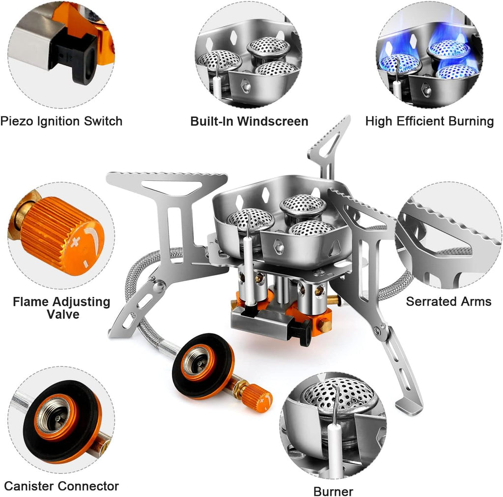 6800W High-Power Windproof Camp Stove (with Adapter)