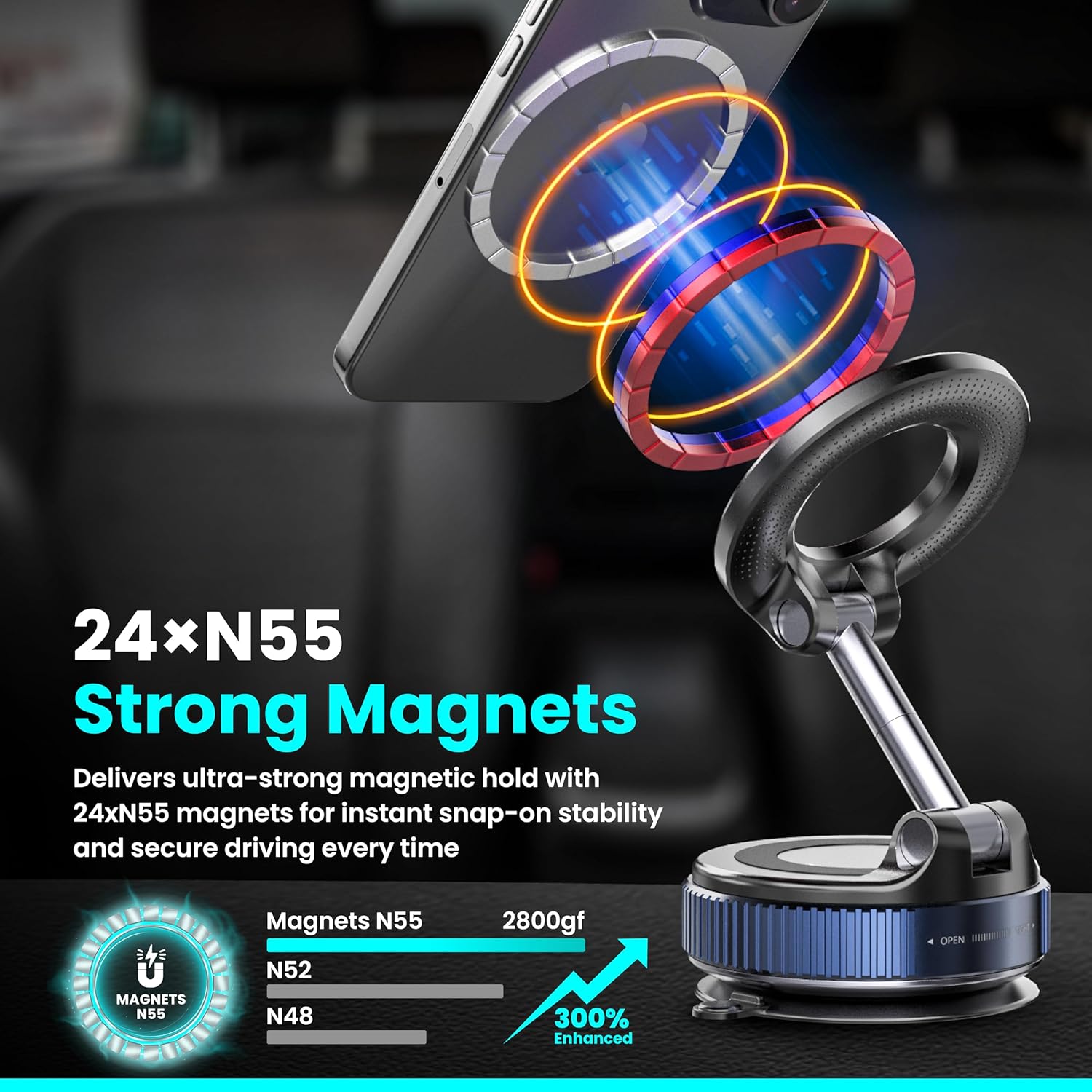 Magnetic Vacuum Phone Holder