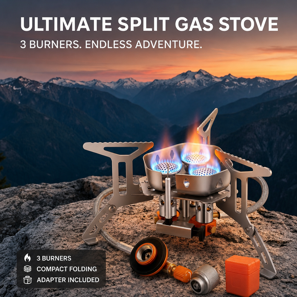 6800W High-Power Windproof Camp Stove (with Adapter)